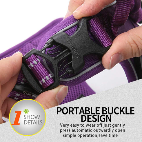 Truelove Reflective No Pull Dog Harness, Soft Front with Handle and 2 Leash Attachments