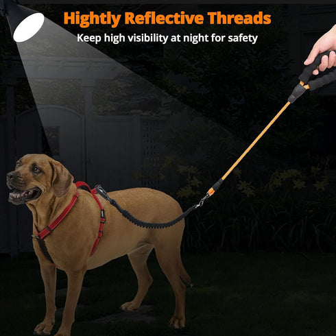 Long Dog Leash 50 FT | Heavy Duty Rope Leashes for Training | Swivel Lockable Hook, Reflective, Padded Handle, Orange