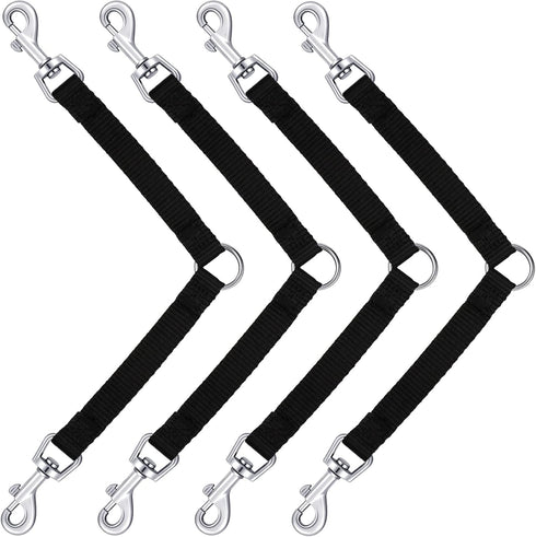 4 Pieces No Tangle Dog Leash Couplers Black Double Clip Leash for Dogs, Heavy Duty Nylon Leash Splitter for Large Dogs