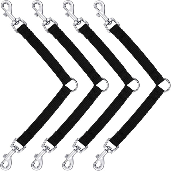 4 Pieces No Tangle Dog Leash Couplers Black Double Clip Leash for Dogs, Heavy Duty Nylon Leash Splitter for Large Dogs