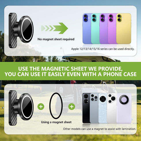 PTAZSCTC Magnetic Golf Cart Phone Holder,Phone Mount Holders with Magnetic Sheet for Golf Cart,Club Car Accessories