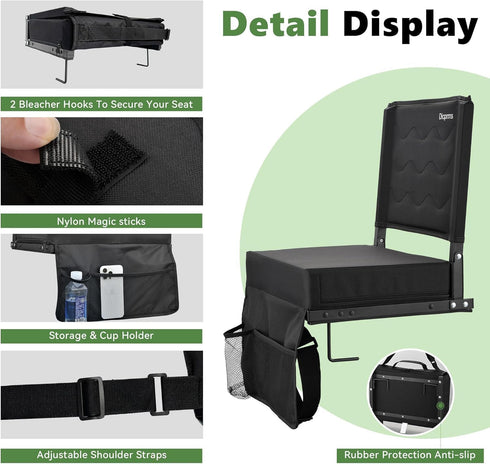 Dicprms Stadium Seats for Bleachers with Back Support,Bleacher Chairs with Back and Cushion,Portable Stadium