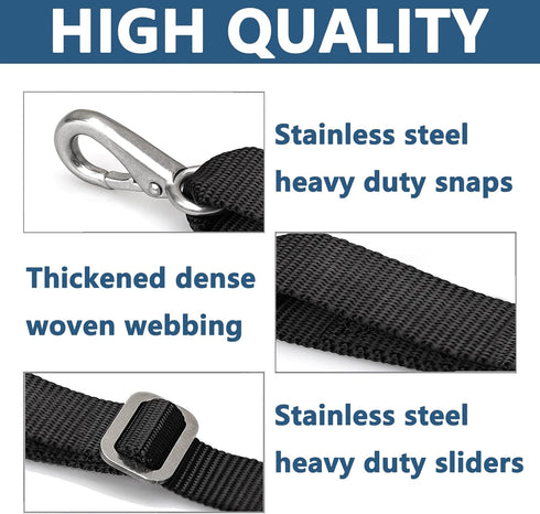 Two Hooks Adjustable Bimini Boat Top Straps,38"~70"Marine Awning Webbing Straps,with 316 Stainless Stee Heavy Duty Snap Hooks,Boat Awning Hardware Accessories,Premium Boat Canopy Nylon Strap,Pack of 2 by Necmetu