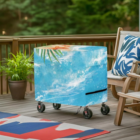 Xumfabuy 80 Cooler Cover, Sea Print Outdoor Bar Cart Cover Compatible with Most Quart Patio Cooler Cart, Ice Chest