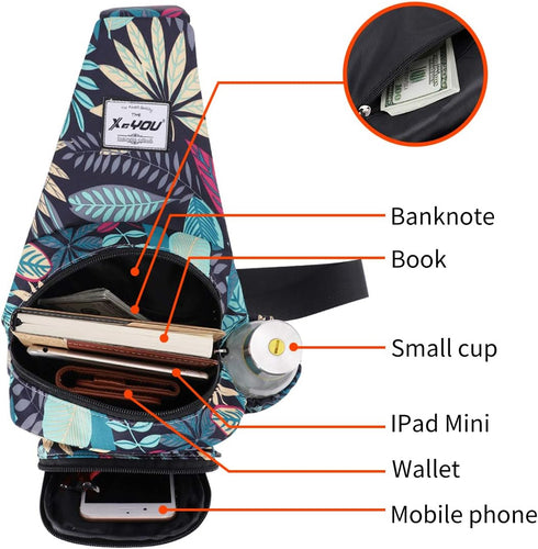 XEYOU Small Sling Bag, Lightweight One Strap Backpack, Unisex Crossbody Chest Bag for Hiking