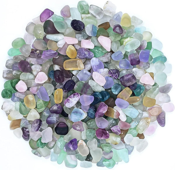 0.93 LB Fluorite Tumbled Chips Aquarium Gravel, Natural Crystal Quartz Stones for Vase Fillers, Garden, Succulent Decor