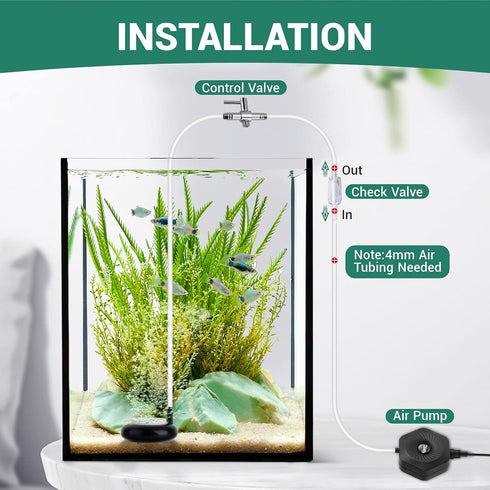 hygger Mini Aquarium Air Stone, Small Bubble Stone, Ultra Silent Oxygen Diffuser Kit for Fish Tank