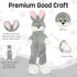 FGA MARKETPLACE Grey Rabbit Dog Toy Flat NO Stuffing NO Squeak, Funny Style for Small and Medium Dogs 21 INCH Long
