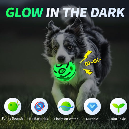 2 Pack, 3.14 inch Giggle Ball for Dogs Glowing Interactive Dog Toys Balls, Rolling Squeaky Toy for Large Medium Small