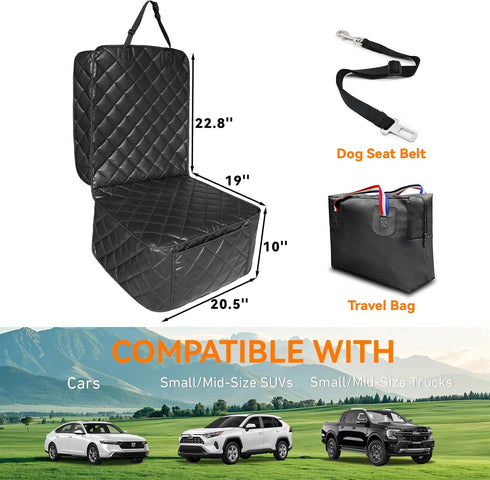KritterKorner Car Seat Covers for DogsWaterproof PU Leather Car Front Seat Cover for Pets & Humans,Scratchproof Captain