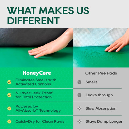22x23 inch, 100ct) HONEY CARE All-Absorb Puppy Training Pads | Doggie Potty Pads Absorb Eliminating Urine Odor, Ultra