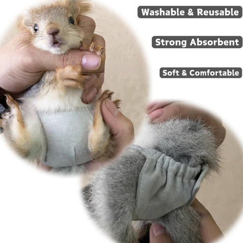 (3 Pack, (3.9" 6.3"), Count, 3) Washable Squirrel Diapers - Extra Small Reusable Pet Cloth Diapers Highly Absorbent
