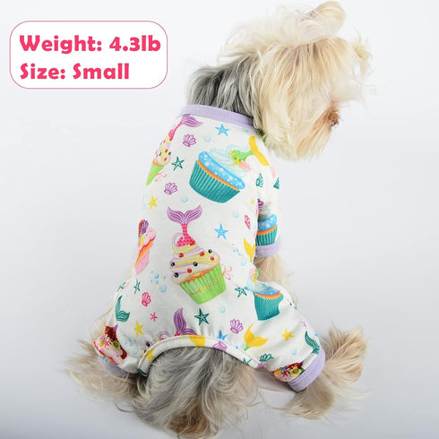Dog Pajamas for Small Dogs, Summer Dog Clothes, Soft Doggie Onesie for Yorkie Chihuahua Teacup, Cute Pattern Apparel