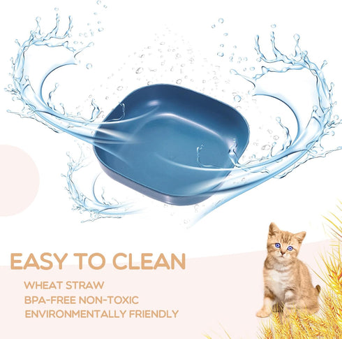 Cat Food Bowl Set, 6 inch Wide Shallow Bowls for Relief Whisker Fatigue, Flat Pet Feeding Dish for Cats (4PCS)