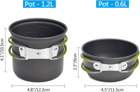 Odoland Camping Cookware Stove, Carabiner Canister Stand, Tripod, Stainless Steel Cup, Fork Spoon Kit