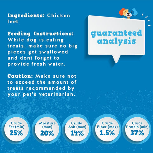 100% (75 Pack) Jack&Pup Dried Chicken Feet Dog Treats | Natural, Fully Digestible, Dehydrated Chicken Feet for Dogs
