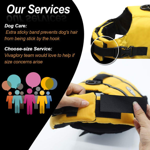 VIVAGLORY Rip Stop Dog Life Vest, Swimming Jacket with Handle, Buoyancy for Puppy, Dog Life Jacket for Swimming &