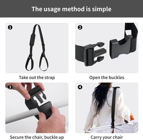 HUDLL (5 Pack) Adjustable Chair Carry Strap for Camping Chairs, Hands-Free Shoulder Sling for Folding Chairs, Hiking