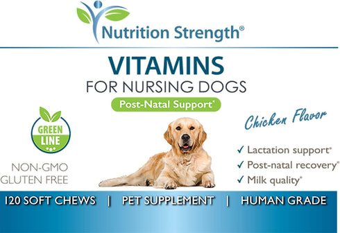 Vitamins for Nursing Dogs to Support Lactation, Milk Quality, Healthy Puppies, 120 Soft Chews