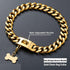Gold Dog Chain Collar with Design Secure Buckle & ID Tag, 18K Cuban Link, Heavy Duty Chew Proof for Medium Dogs