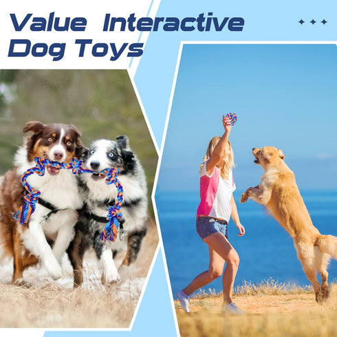 Dog Chew Toys for Aggressive Chewers, XL Indestructible Toys for Large Dogs, 5 Pack Cotton Rope Toys
