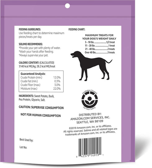 2 Amazon Brand - Solimo Sweet Potato & Duck Jerky Dog Treats, pounds