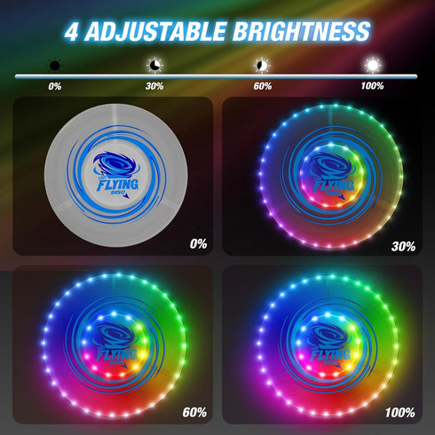 2 Pack 45 14 HYES Light up Flying Discs for Kids, LEDs, Lighting Modes, Rechargeable Glow in The Dark Flying Ring