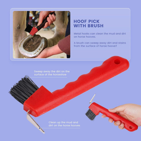 10pcs Set Horse Grooming Kit, Horse Brushes for Grooming Horse Cleaning Tool with Tote Bag, Sweat Scraper, Curry Comb