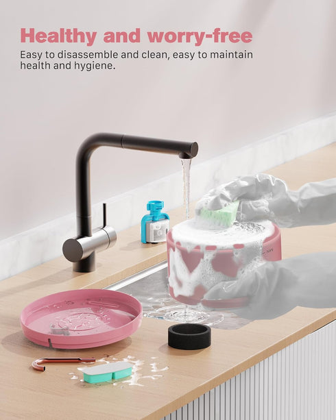 6 3 108oz/3.2L Pink Cat Water Fountain:with Carbon Filters + Sponge Filters - BEMOONY Pet Water Fountain - Water