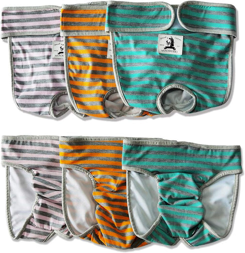 3 Pack Reusable Dog Diapers for Female Large Medium Breed, Adjustable Waistline for Heat, Incontinence, Washable