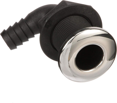 Seachoice 90-Degree Thru-Hull Connector, Fits 3/4 In. ID Hose, 1-3/8 In. Max Hull, White