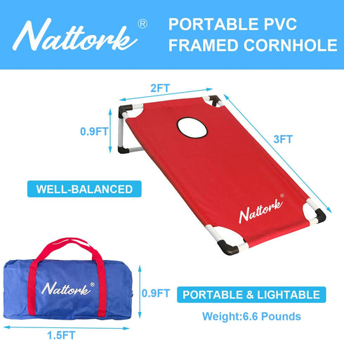 Set 2 8 (3 2-feet) Portable Cornhole with Collapsible Cornhole Boards, Cornhole Bean Bags and Carrying Case for Yard