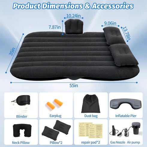 Pump,55(L) 35(W) Onirii Inflatable Car Air Mattress Back Seat Bed with Air x Portable Thickened Car Travel Camping