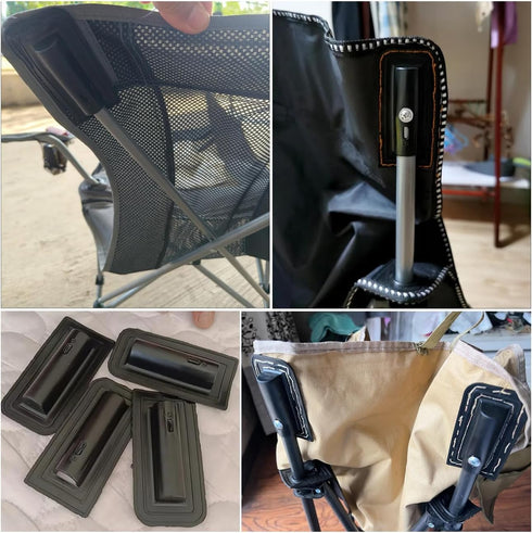 SquEqu 8 Pack 5/8 Inch Camping Folding Chair Backrest Bracket Support Replacement Sewing Mount Frame Tube Holder Stops