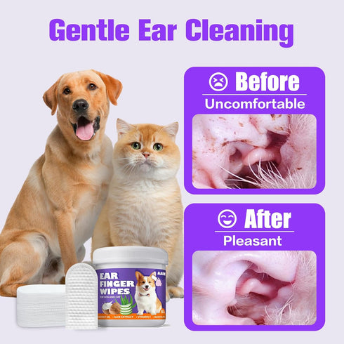 Dog Ear Wipes, Gently Remove Ear Wax & Dirt, All Natural Ingredients, Fresh Coconut Scent - 50 Count