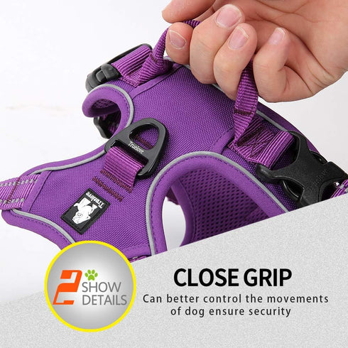 Truelove Reflective No Pull Dog Harness, Soft Front with Handle and 2 Leash Attachments