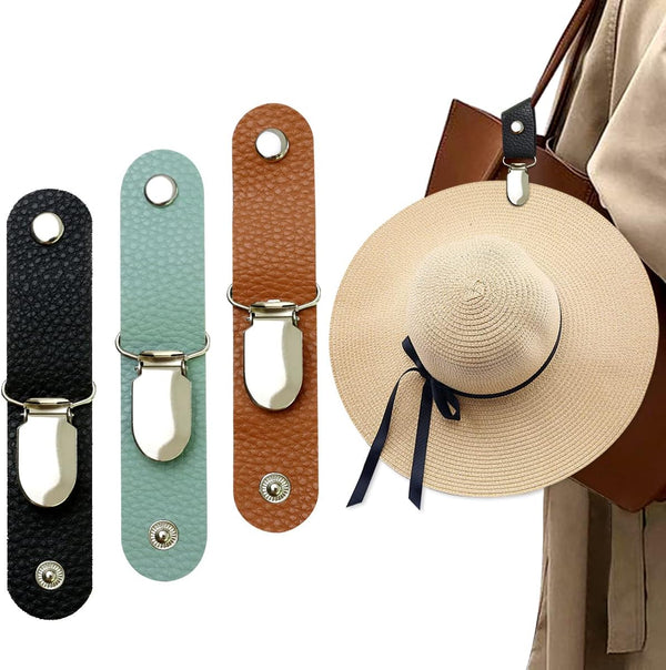 Hat Clip for Travel, PU Leather Multifunctional Duckbill Hat Clip for Outdoor