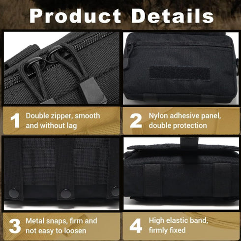 Tactical Admin Pouch Utility Molle Pouch EDC Tool Bag of Laser-Cut Design EMT Medical First Aid Kit Pouch Includes Flag
