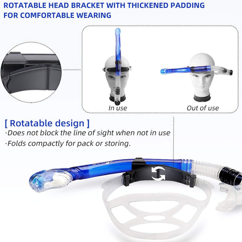 Seago Swim Snorkel for Lap Swimming, Dry Top Front Snorkel Gear for Adult Youth, Comfy Head Pads, Food-Grade Silicone
