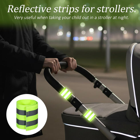 Apojgitn 6 Pack Reflective Bands for Strollers, High Visibility Reflective Bands Wristbands Durable Safety Reflector