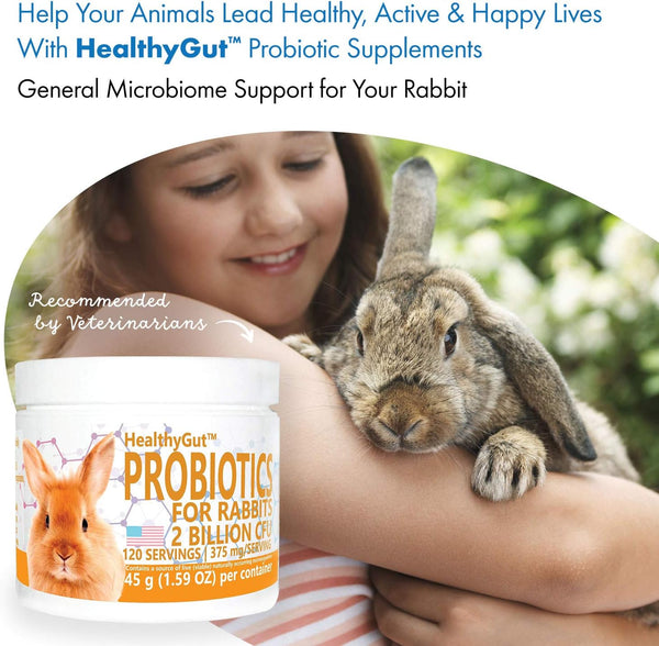 HealthyGut Probiotics for Rabbits, All-Natural Dietary Supplement for Digestive System, 120 Servings