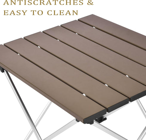 Grope Portable Camping Table with Aluminum Table Top, Folding Beach Table Easy to Carry, Prefect for Outdoor, Picnic