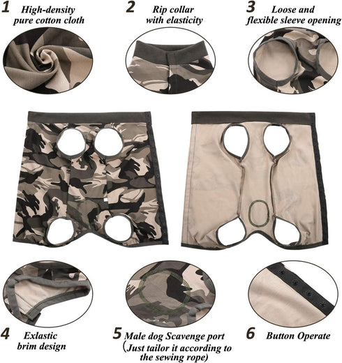 SAWMONG Recovery Suit for Dogs - Breathable Dog Onesie After Surgery, Camouflage, X-Large