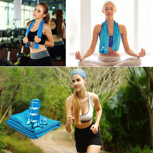 YQXCC 4 Pack Cooling Towels, Microfiber Soft Breathable Chilly Ice Towel for Sport, Yoga, Gym, Running