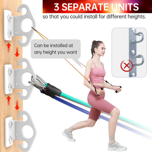 Resistance Band Wall Anchor with Hooks, Resistance Band Wall Mount for Workout Room Accessories and Exercise Equipment