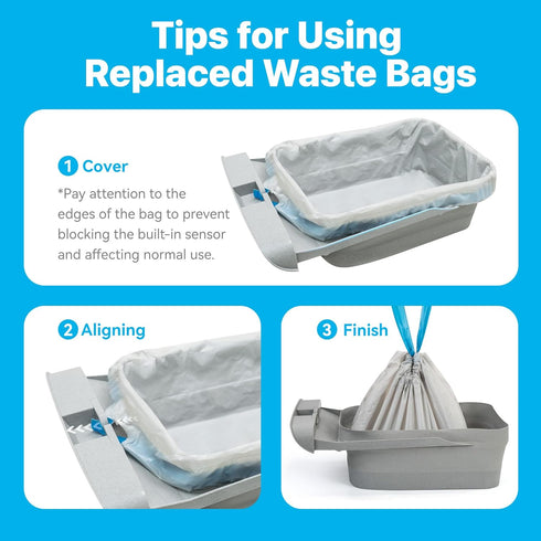 Bags-2 M1 Neakasa Replaced Waste Rolls, Cat Litter Waste Receptacles Bags for Open-Top Self-Cleaning Cat Litter Box