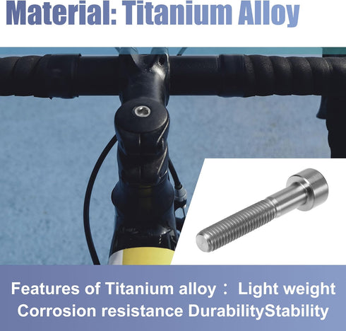 uxcell Titanium Tone Universal M6x35 Bike Stem Bolt, Bicycle Headset Stem Bolt Accessory