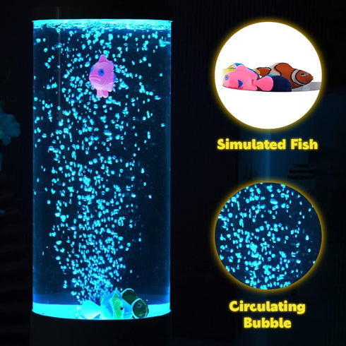 Janoiuc LED Fish Lamp Kit, Multi-Color Changing Aquarium Tank Night Light, Decorative Simulated Fish Bubble Table Lamp
