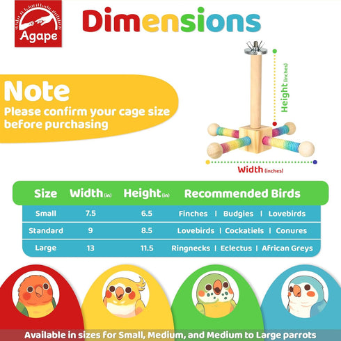 360 Finches Agape Bird Toy, Parrot Interactive Rotating Perch, Bird Cage Accessories for Small and Medium Parrots