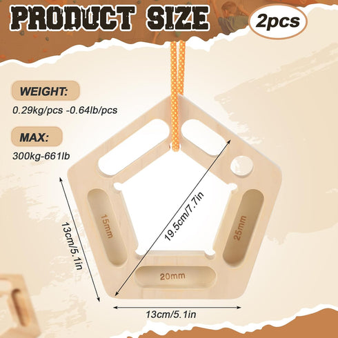 2 Pack Wenqik Portable Hangboard Rock Climbing Hang Holds Climbing Fingerboard for Indoor and Outdoor Bouldering